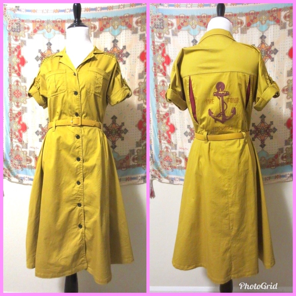 Tatyana Bowling Dress Mustard Yellow XS PinUp